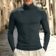 thumbnail image 2 of TOUMENY Men High Neck Top Long Sleeve Slim Fit Solid Casual Sweater Pullover Cotton Fashion Breathable Quick Dry Winter Sweater Dark Gray M, 2 of 6