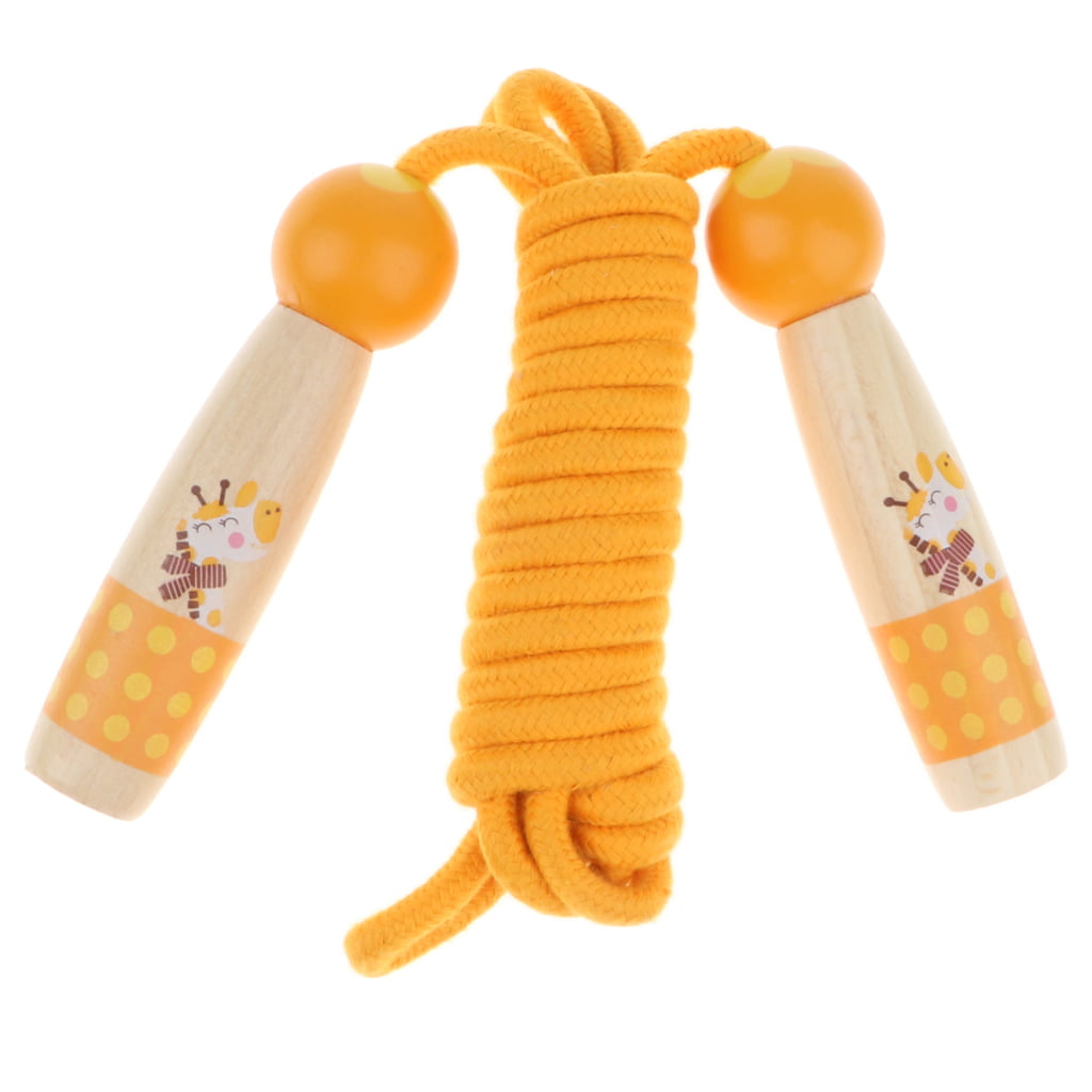 Orange Wooden Handle Cotton Braided Skipping Rope Jump Rope for Kids 