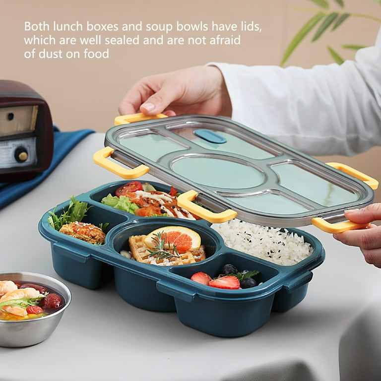 Wovilon Bento Box Stainless Steel Lunch Box Student Insulation Work Lunch  Box Double-Layer Portable Large-Capacity Multi-Layer Lunch Box 