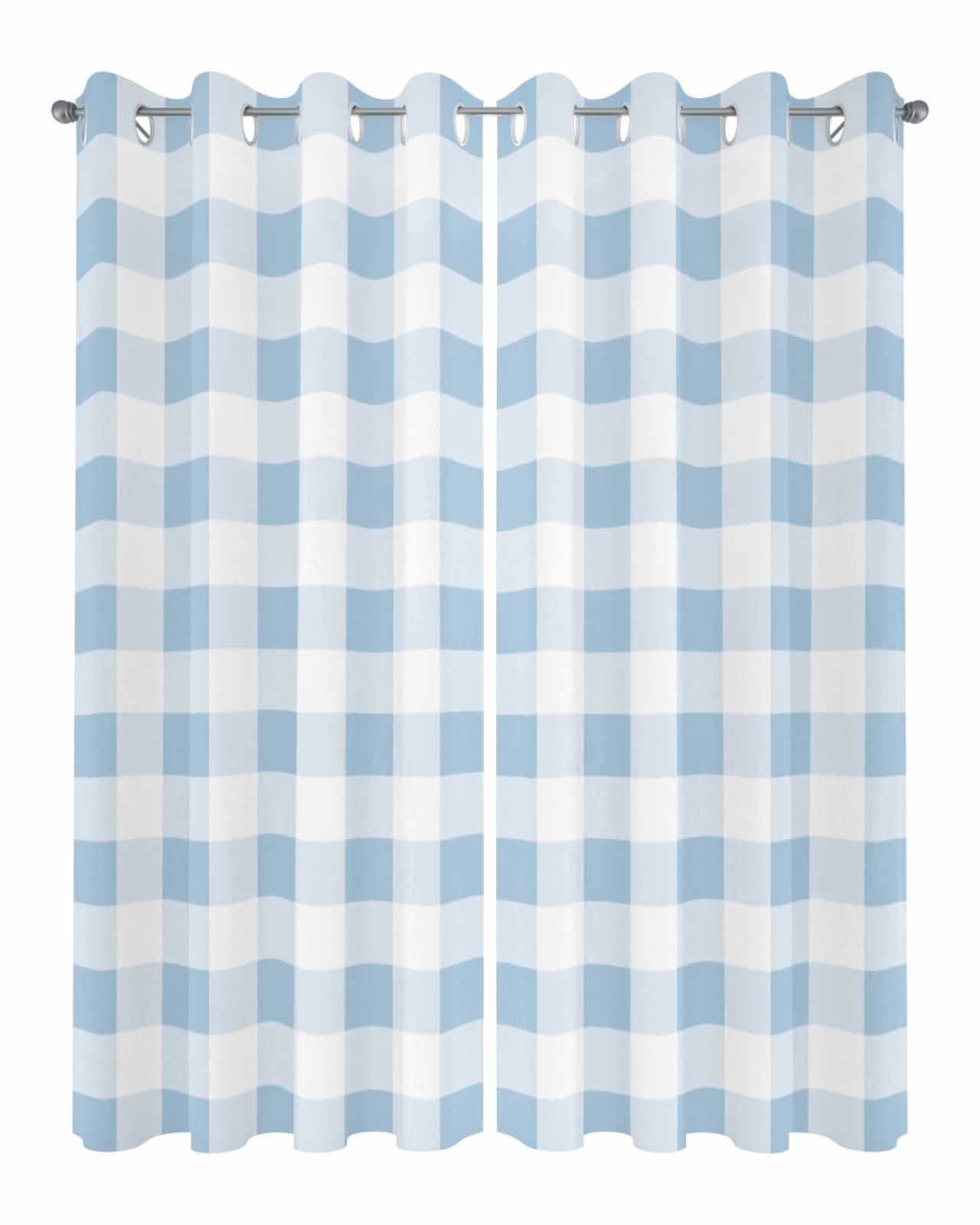 Outdoor Curtains for Patio, Buffalo Plaid Blue, Waterproof Blackout Outside Curtain for Porch/Pergola/Gazebo, Country French Simple White Lattice Thermal Insulated Drapes, 2 Panels, 54 x 95 Inch