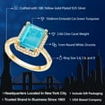 thumbnail image 2 of Gem Stone King 18K Yellow Gold Plated Silver Green Turquoise Engagement Ring for Women (2.66 Cttw, Emerald Cut 10X8MM, Gemstone Birthstone, Size 5), 2 of 5