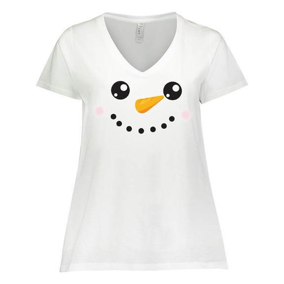 Inktastic Snowman Head, Snowman Face, Carrot Nose Women's Plus Size V-Neck T-Shirt