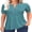 Lake Green, variant on Women Summer V Neck Pleated Button Short Sleeve Solid Color Casual Top
