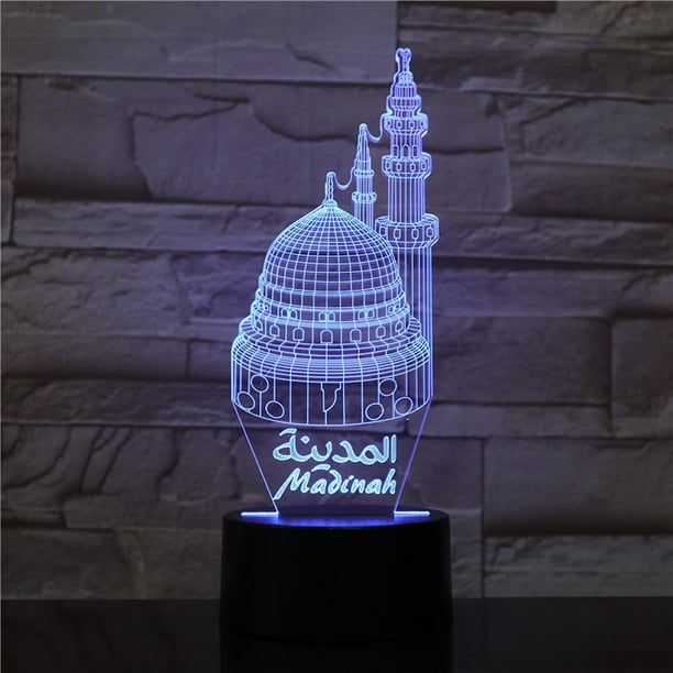 Lámpara LED de ilusión LED con luz nocturna 3D para construir una mezquita