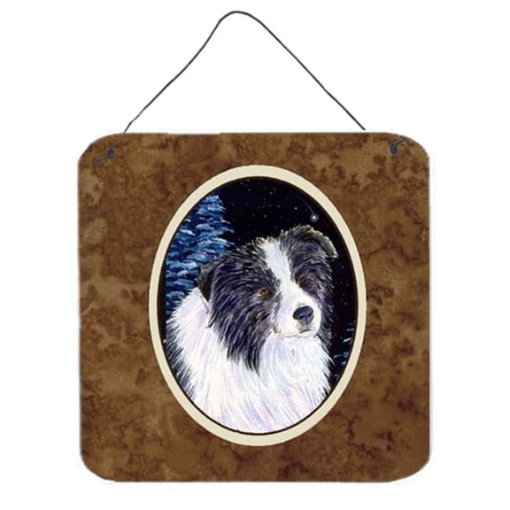 6 x 6 in. Starry Night Border Collie Aluminium Metal Wall or Door Hanging Prints