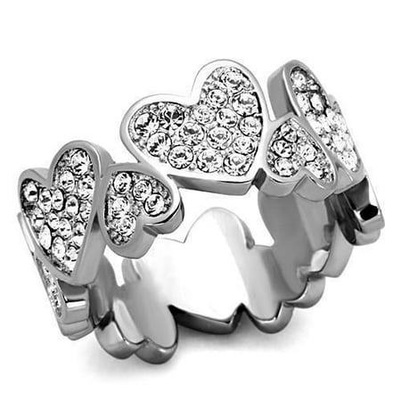 

Beautops TK1443 - High polished (no plating) Stainless Steel Ring with Top Grade Crystal in Clear - 6