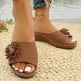 thumbnail image 6 of Fnooota Womens Comfort Sandals, Open Toe Vacation Casual Slip On Wedge Sandals Brown Size 8.5, 6 of 8