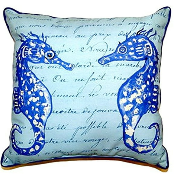 Betsy Drake SN345 12 x 12 in. Blue Sea Horses Small Indoor & Outdoor Pillow