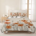 thumbnail image 3 of Full Quilt Set 78''x90'', Orange Spring Floral Lightweight Summer Bedspread Coverlet Set with 2 Pillow Shams, Summer Botanical Rustic Daisy Breathable All Season Quilt Bedding for Bedroom/Guest Room, 3 of 9