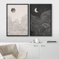 thumbnail image 2 of PixonSign Framed Wall Art Set Duotone Sun Moon Abstract Landscape Canvas Prints Nature Wilderness Modern Art Decorative Chic Minimal Neon for Living Room, Bedroom, Office - 16"x24"x2 Black, 2 of 5