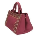 thumbnail image 2 of Pre-Owned Prada Tote Bag Canapa B2642O Studded Canvas Amaranth Wine Red Shoulder... (Good), 2 of 11