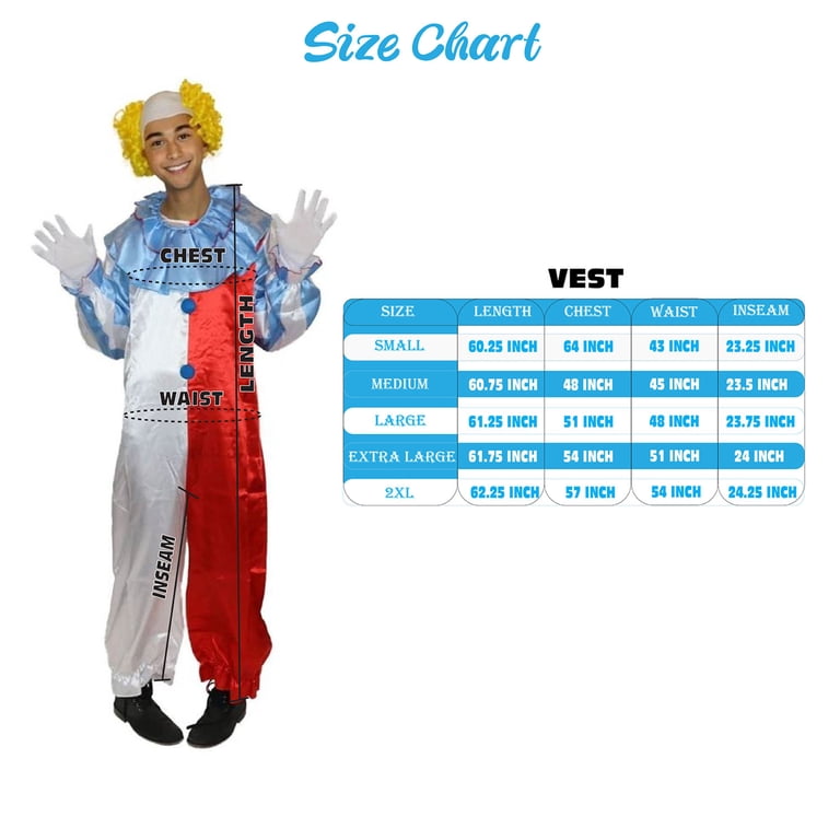 blue clown dress Adult Men's Jumpsuit Costume | Multi Color Cosplay Costume Sky Blue Chiffon Bridesmaid Dreamy Sage Green Heart-shaped SIZE:US 16 Watch out Cosplay