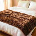 thumbnail image 3 of XIA0LE Thickened Long Faux Fur Throw Blanket, 31.5x42.5 Inchesfuzzy Faux Fur Throw Blanket, Reversible Shaggy Blankets, Fluffy Plush Warm Throws For Sofa Couch, Brown, 3 of 5