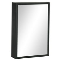 Compact Wall Cabinet, Black Single Door Medicine Cabinet with Mirror & Shelves for Bathroom or Home