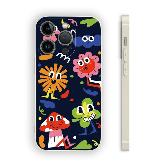 Stylish and Durable: Fun Cartoon Print Matte Double Layer Silver Phone Case for iPhone 15 Pro Max 14 13 12 Pro 11