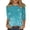 Turquoise, variant on Elowen Womens Summer Tie Dye Floral Tops 3/4 Sleeve Shirts Crew Neck Casual Blouses Black L