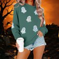 thumbnail image 4 of Zormilly Halloween Sweatshirts for Women Sequin Ghost Crew Neck Oversized Sweatshirt Spooky Season Fashion Fall Outfits, S-3XL, 4 of 6