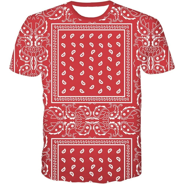 Blue Bandana Shorts Shirt for Women Men Red Bandanas Print