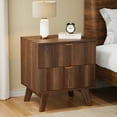 thumbnail image 6 of Wirrytor Modern Flutted NightStand with 2 Drawers, Farmhouse Sofa Table with Storage, Bedside Table for Living Room(Walnut), 6 of 7