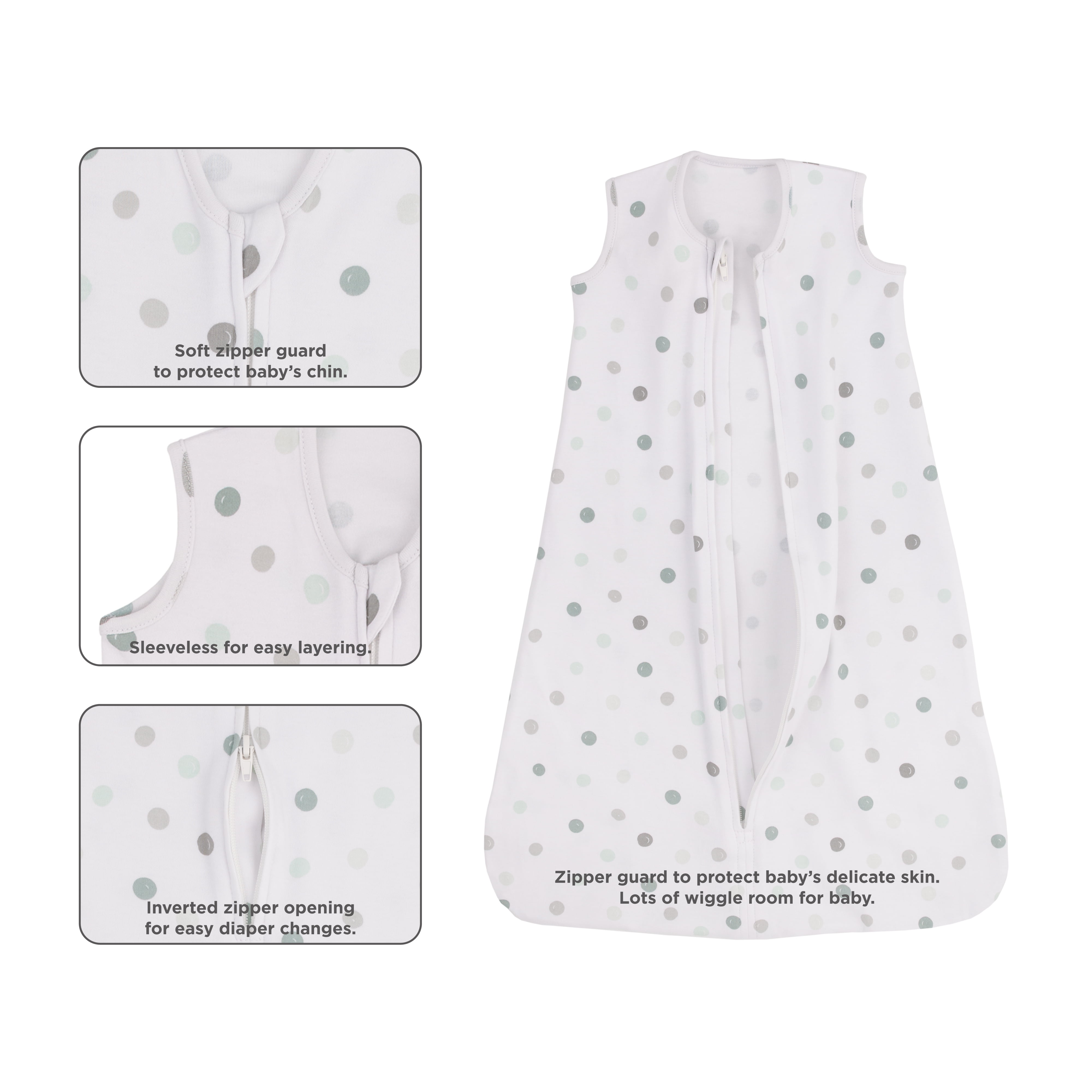 Parent's Choice Cream, Gray, and Sage Wearable Sleep Blanket, Small