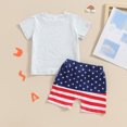 thumbnail image 4 of Okbabeha Kids Boys 4th of july Shorts Set,Short Sleeve Stars Stripes Print Shirt+Elastic Waist Shorts fourth of July Outfit, 4 of 7