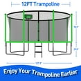 thumbnail image 5 of Kacho Trampoline 12FT, Trampoline with Enclosure Net, Heavy Duty Trampoline for 5-6 Kids Adults, 1200LBS Trampoline with Basketball Hoop, Ladder, Outdoor Recreational Trampoline No Gap Design, Green, 5 of 8