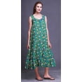 thumbnail image 4 of Bimba Teal Blue Floral Dot,Heart & Artistic Sleeveless Night Gown For Womens Cotton Printed Nightwear Ladies Sleepwear Large, 4 of 6