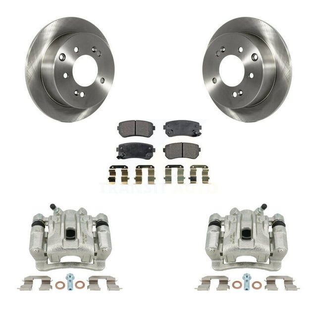 Transit Auto Rear Disc Brake Caliper Rotors and Semi-Metallic Pads Kit for Car Kia Forte Koup Forte5 KC8-100720P