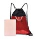 thumbnail image 2 of Mochila Con Cordón Lentejuelas Escolar Bolsas Hombro Almacenamiento para Mujer () Rojo, 2 of 9