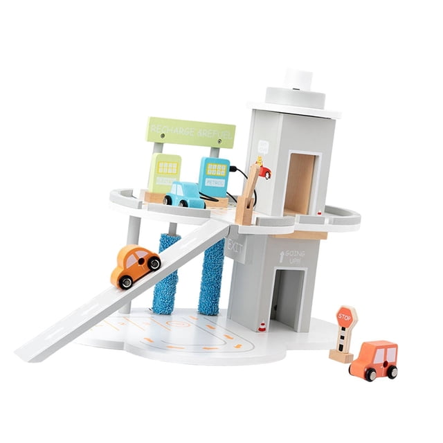 Juego de estacionamiento en garaje, coche de carreras de juguete de doble capa para niños, garaje de estacionamiento, coche de carreras, pista con