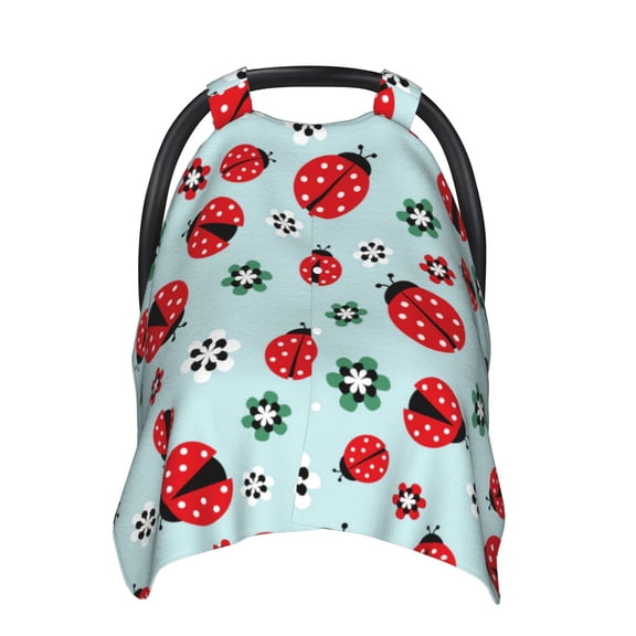 Car Seat Cover Baby - Ladybugs And Flowers 1 Breathable Infant Car Seat Cover for Baby Carseat, Lightweight Comfort Baby Essentials Must Haves Newborn Stuff for Girl Boy