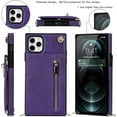 thumbnail image 5 of Crossbody Phone Case for iPhone 11 Pro Max Case with Card Holder for Women,iPhone 11 Pro Max Case Wallet with Strap Lanyard for Men,PU Leather Magnetic Clasp with Kickstand 6.5", Purple, 5 of 16