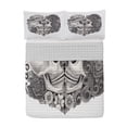 thumbnail image 1 of Gothic Reversible Bedspread Set, Art Skull Hat All Saints Day Mexico Culture Festival Floral Illustration, Pillow Shams & Comforter Microfiber Bedding Set, 3 Sizes, Charcoal Grey, by Ambesonne, 1 of 4