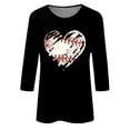 thumbnail image 5 of Dyfzdhu T Shirts for Women Baseball Mom Shirt Baseball Heart Graphic Tees Funny 3/4 Sleeve Spring Summer Tunic Tops Black, 5 of 5