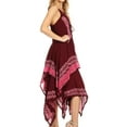 thumbnail image 4 of Sakkas Batik Corset Style Bodice Handkerchief Hem Dress - Burgundy / Pink - One Size, 4 of 4