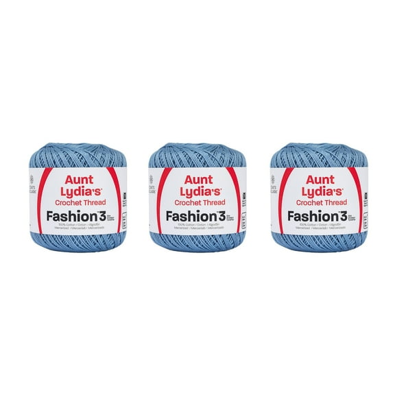 Aunt Lydia Fashion Warm Blue Crochet - 3 Pack of 150y/137m - Cotton - Gauge 3 - Crochet