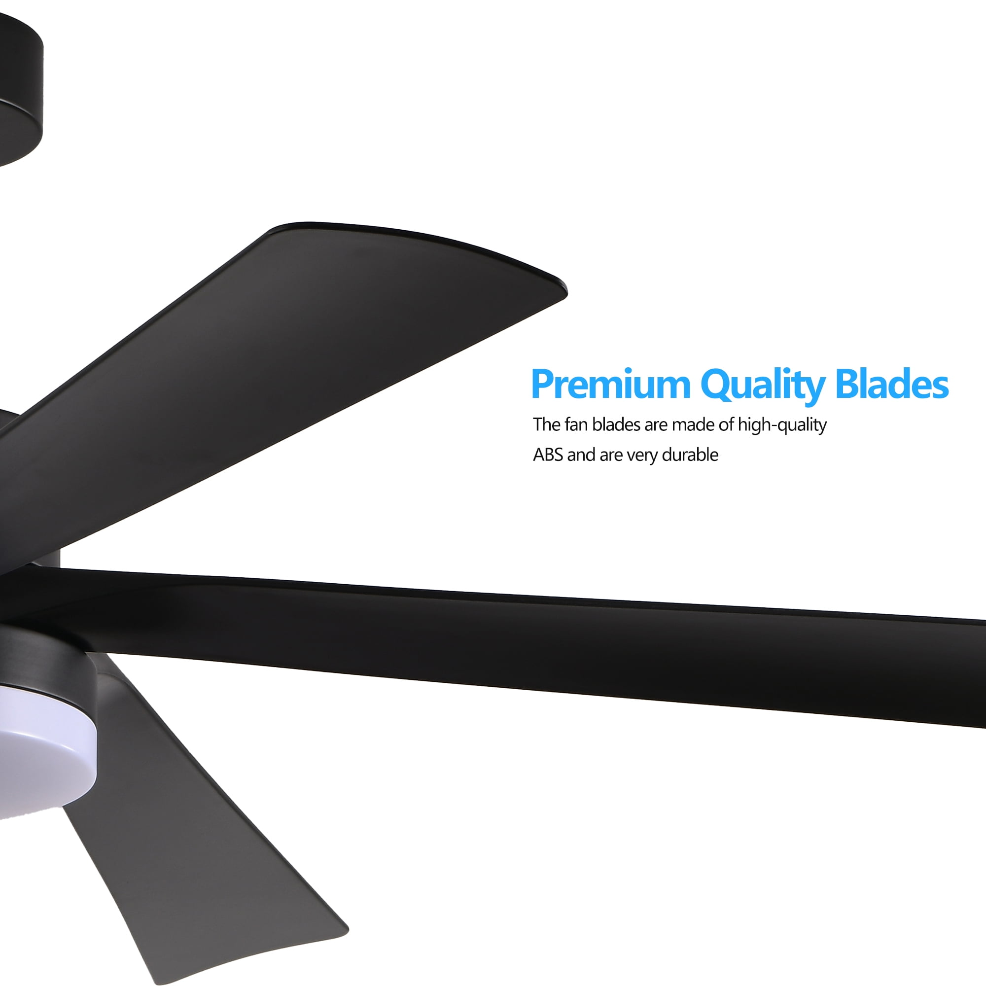 Leumius 65" Black Ceiling Fan with Light, 5-Blade Dimmable LED Ceiling Fan with Remote Control, Modern Quiet Design for Living Room and Bedroom