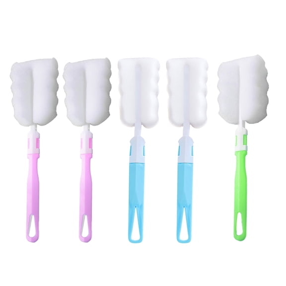 Shoreew 5Pcs Bottle Brush Sponge Cup Cleaner Detachable Long Handle Portable Cleaning Brush for Cups Glasses Water Bottles