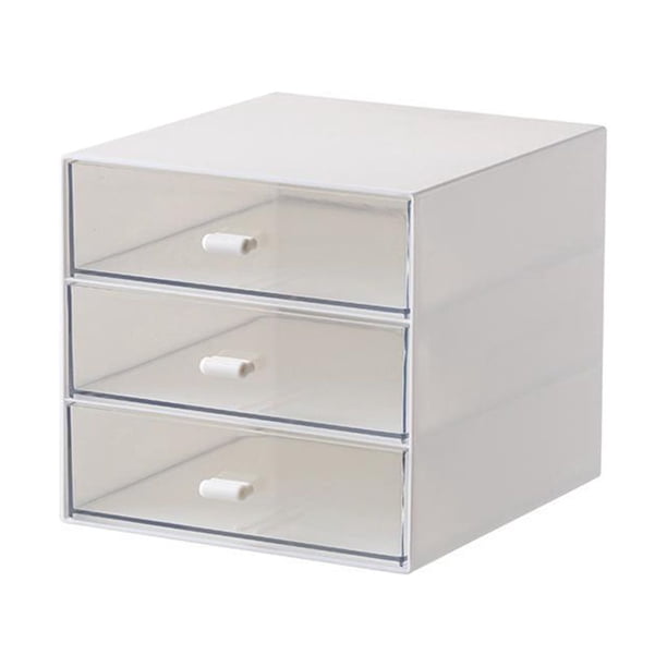 Caja de almacenamiento de escritorio Inteprter organizador de cajones de plástico Premium blanco