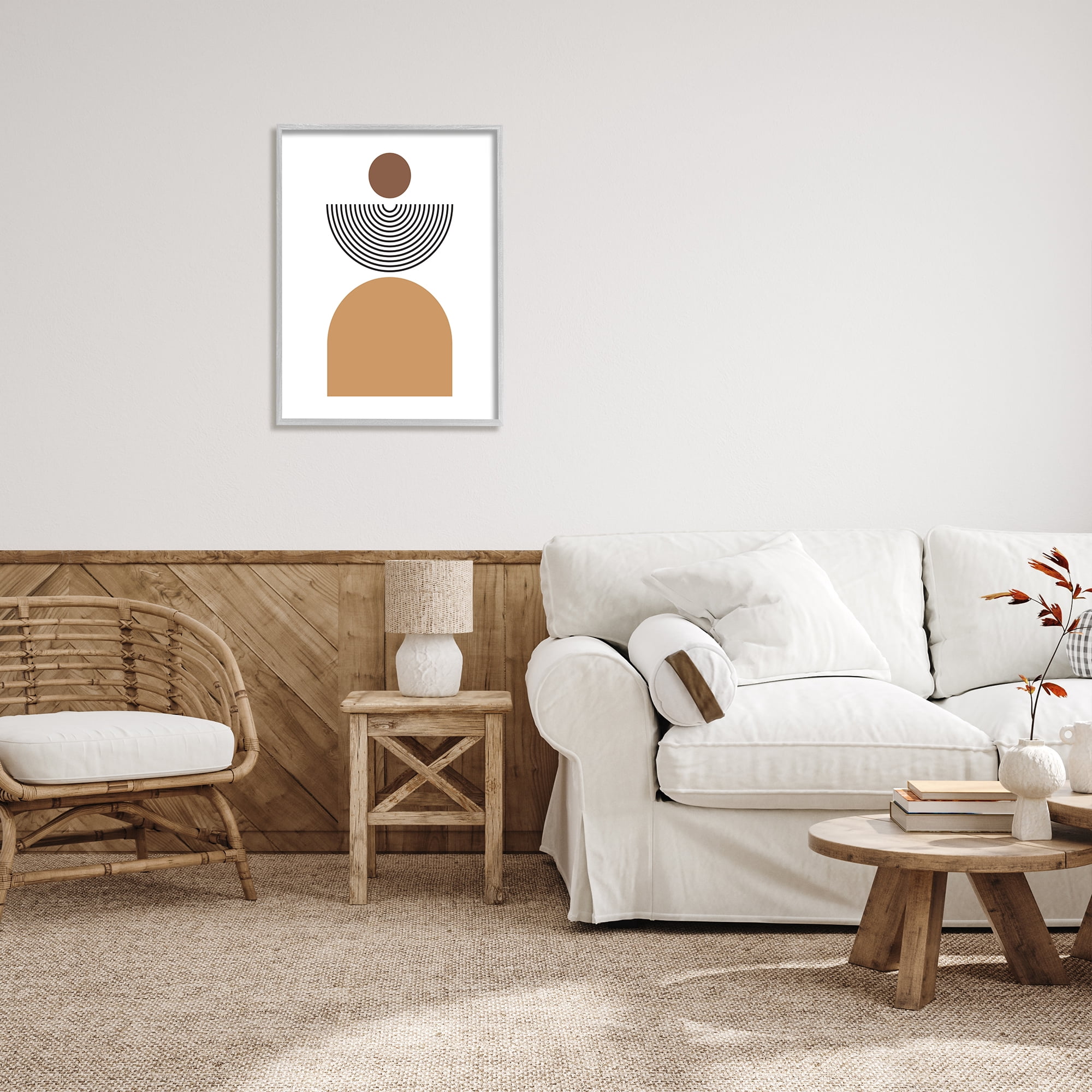 Stupell Industries Geometric Shapes on White Abstract Painting Gray Framed Art Print Wall Art, 24 x 30