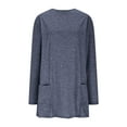 thumbnail image 2 of Guieoi Long Winter Blouse,Solid Color Soft Long Sleeve Shirts,Round Neck Blouse, Loose Casual Clothes undershirts for Women with Pockets Blue Black*Friday/Cyber*Monday, 2 of 9