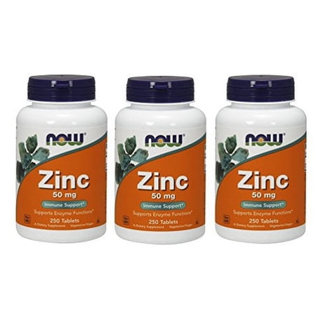 Now Foods Zinc Gluconate 50 mg 250 Tablets,Pack of 3