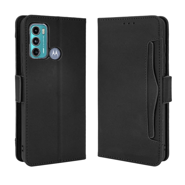 Case for Motorola MOTO G40 Fusion Cover Adjustable Detachable Card Holder Magnetic closure Leather Wallet Case - Black