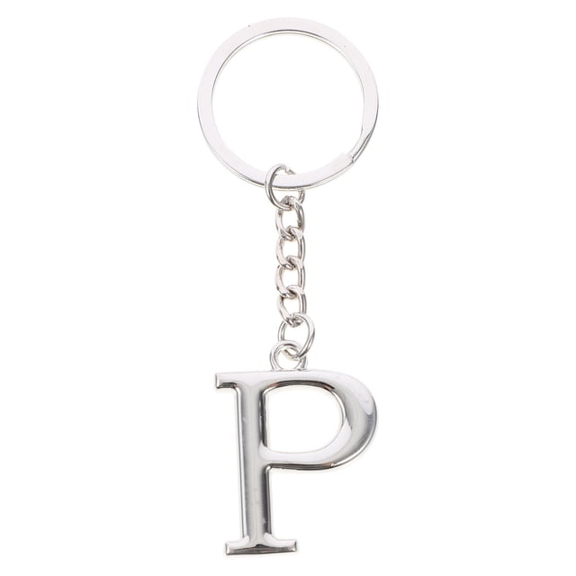MasteelfCA Alphabet Letter Pendant Keyring Creative Alloy Keychain Cool Car Keyring Handbag Phone Pendant Charms Gift (P)