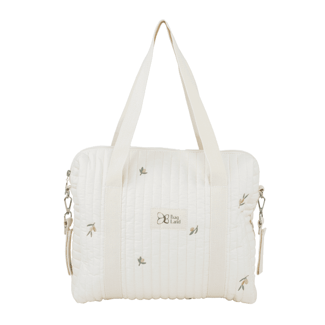 Mochila Pañalera para Bebé - Bolsa de Almacenaje 100% Algodón para artículos de bebés: pañales, ropa y biberones - Bolso de Hombro para Carriola para Bebé con patrón de bordado