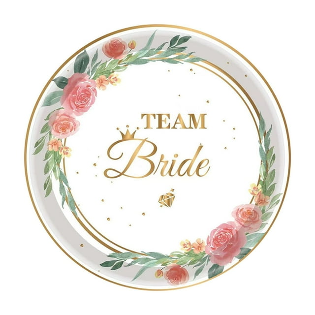 A Flower Bride Party Theme 7 Inch Disposable Paper Plates For Wedding Bridal Shower Decorative Tableware