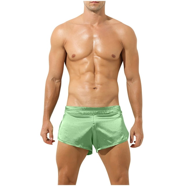 Rbaofujie Men'S Boxer Shorts Men's Solid Color Ruffled Men's Front Split Pants Thin Oversized Underwear High Waisted Underwear