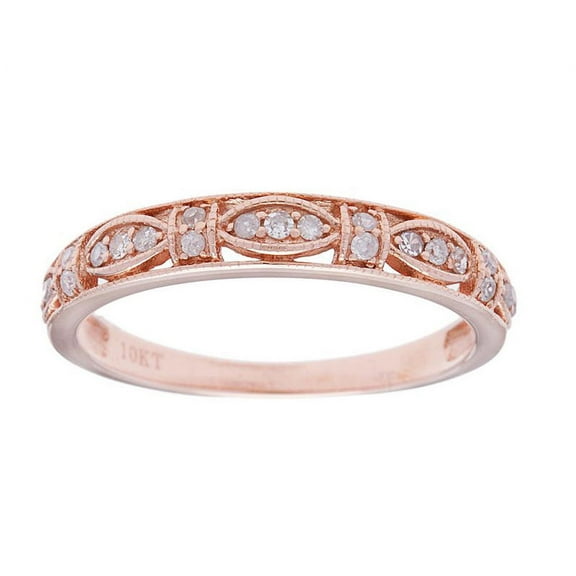 10k Rose Gold Vintage Style Diamond Anniversary Ring (1/6 cttw, I-J Color, I2-I3 Clarity)