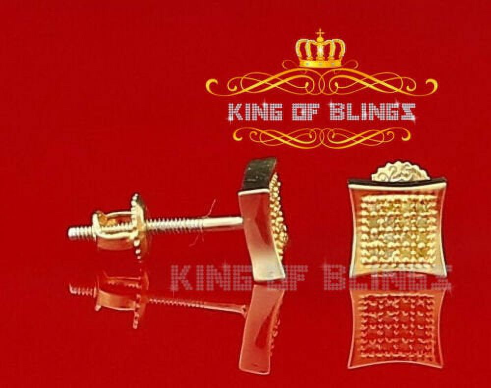 King of Bling's 0.10ct Diamond 925 Sterling Silver Yellow Stud Women's/ Men's kite Charm Earring