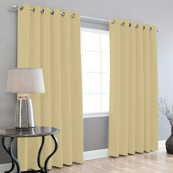 Cortinas Blackout 275cm Ancho X 215cm De Largo En 2 Paneles, 100% Microfibra Poliéster CHAMPAGNE